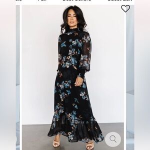 Baltic Born Black Floral Long Sleeve Dress